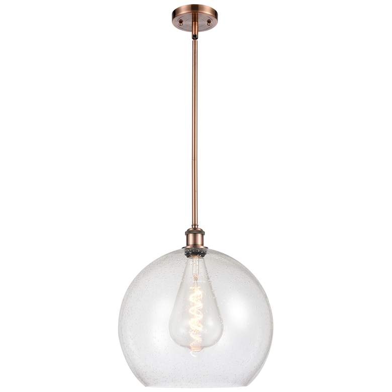 Image 1 Athens 14" Antique Copper LED Pendant With Seedy Shade