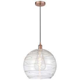 Athens 14" Antique Copper Pendant w/ Clear Deco Swirl Shade Athens 14" Antique Copper Pendant w/ Clear Deco Swirl Shade