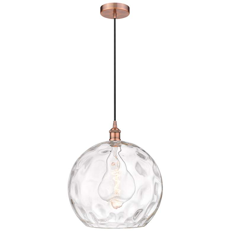 Image 1 Athens 14" Antique Copper Pendant w/ Clear Water Glass Shade