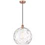 1_Athens 14" Antique Copper Pendant w/ Clear Water Glass Shade