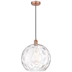 Athens 14" Antique Copper Pendant w/ Clear Water Glass Shade