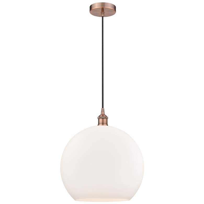 Image 1 Athens 14" Antique Copper Pendant w/ Matte White Shade