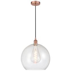 Athens 14" Antique Copper Pendant w/ Seedy Shade