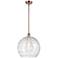 Athens 14" Antique Copper Pendant With Clear Deco Swirl Shade