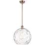 Athens 14" Antique Copper Pendant With Clear Water Glass Shade
