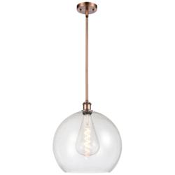 Athens 14" Antique Copper Pendant With Seedy Shade