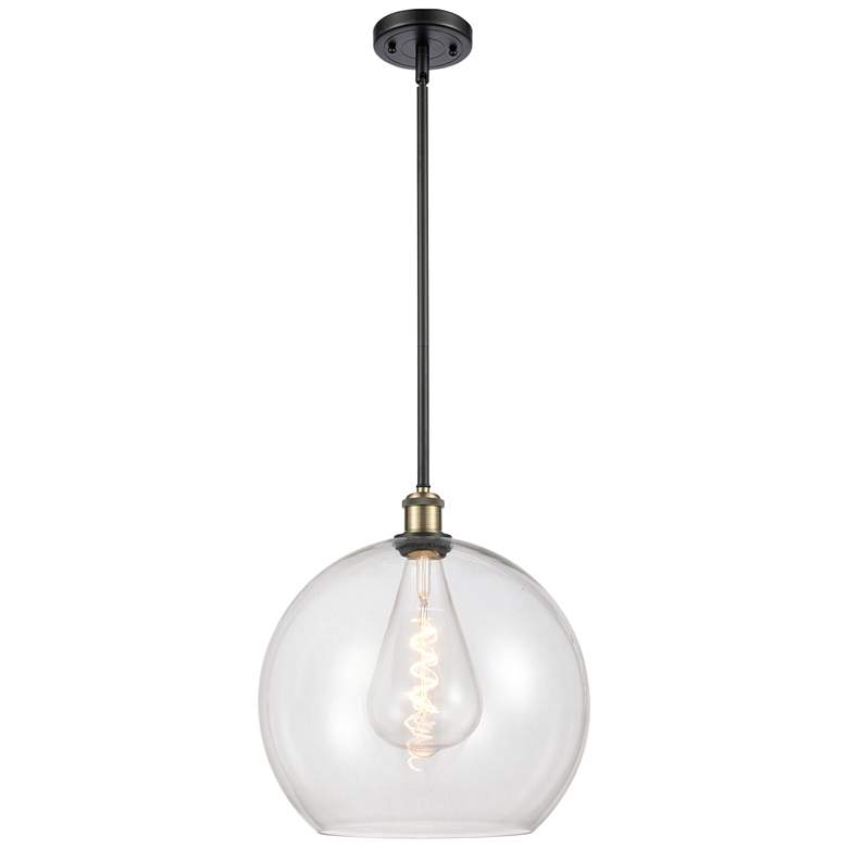 Image 1 Athens 14" Black Antique Brass LED Pendant With Clear Shade