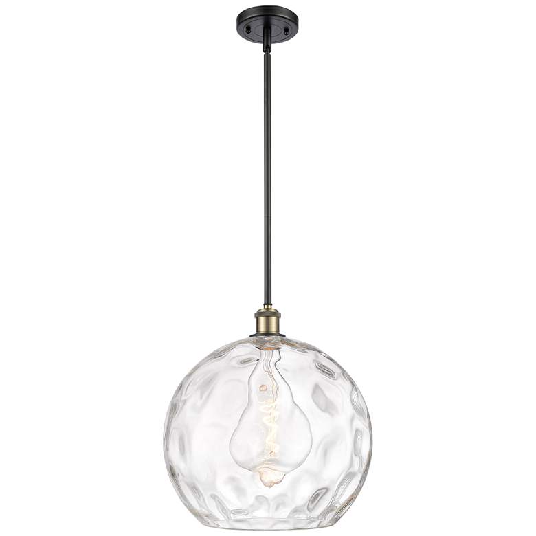 Image 1 Athens 14" Black Antique Brass LED Pendant With Clear Water Glass Shad