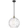 Athens 14" Black Antique Brass LED Pendant With Clear Water Glass Shad