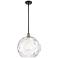 Athens 14" Black Antique Brass LED Pendant With Clear Water Glass Shad