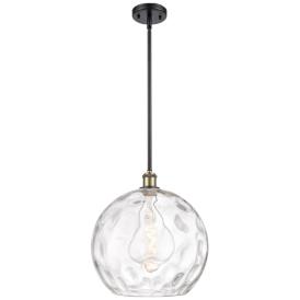 Athens 14" Black Antique Brass LED Pendant With Clear Water Glass Shad Athens 14" Black Antique Brass LED Pendant With Clear Water Glass Shad
