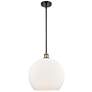 Athens 14" Black Antique Brass LED Pendant With Matte White Shade