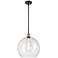 Athens 14" Black Antique Brass LED Pendant With Seedy Shade