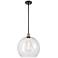 Athens 14" Black Antique Brass Pendant With Clear Shade
