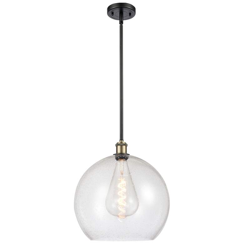 Image 1 Athens 14" Black Antique Brass Pendant With Seedy Shade