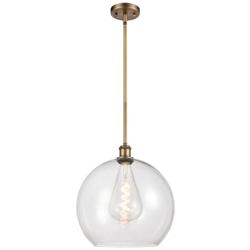 Athens 14" Brushed Brass LED Pendant With Clear Shade