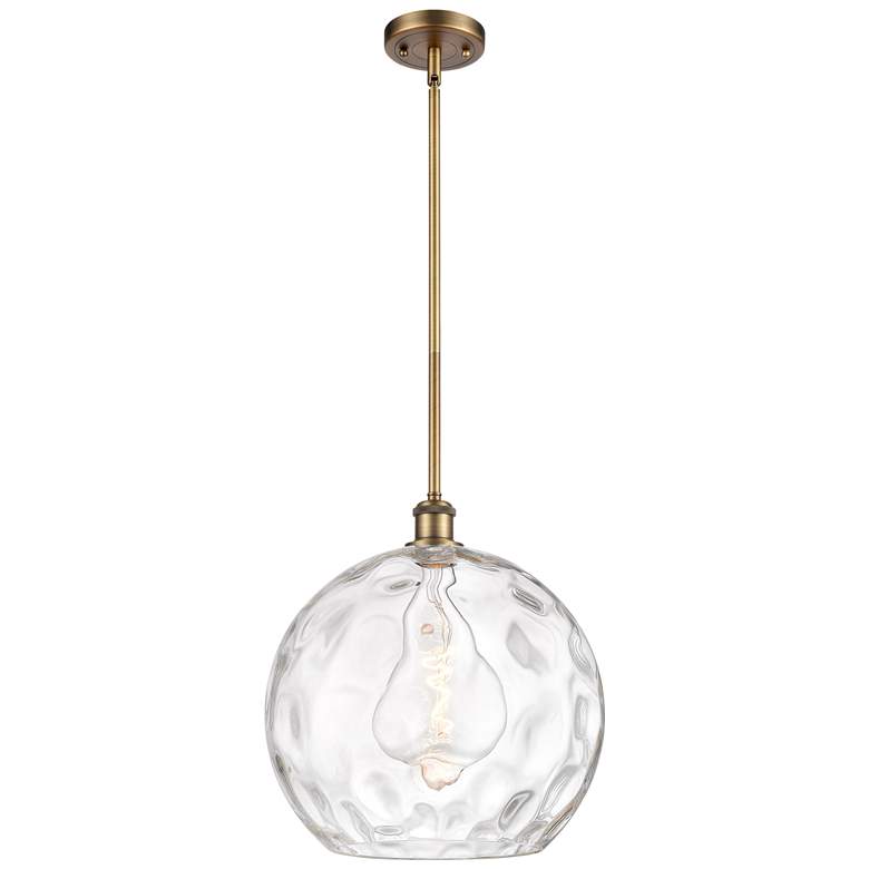 Image 1 Athens 14 inch Brushed Brass LED Pendant With Clear Water Glass Shade