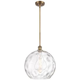Athens 14" Brushed Brass LED Pendant With Clear Water Glass Shade Athens 14" Brushed Brass LED Pendant With Clear Water Glass Shade