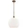 Athens 14" Brushed Brass LED Pendant With Matte White Shade