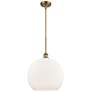 Athens 14" Brushed Brass LED Pendant With Matte White Shade