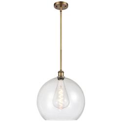 Athens 14" Brushed Brass LED Pendant With Seedy Shade