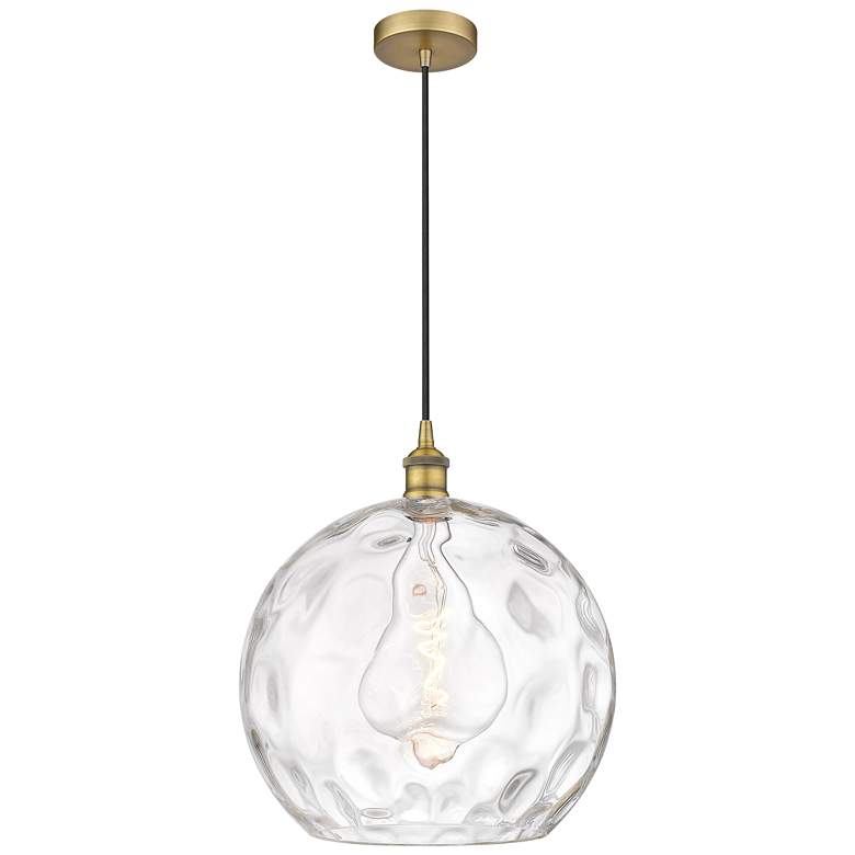 Image 1 Athens 14 inch Brushed Brass Pendant w/ Clear Water Glass Shade