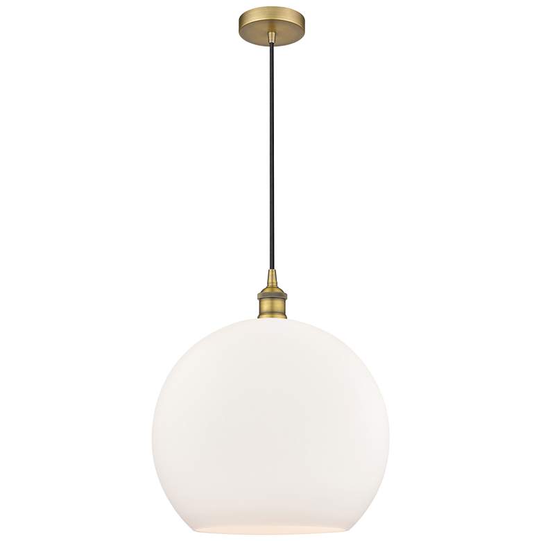 Image 1 Athens 14" Brushed Brass Pendant w/ Matte White Shade