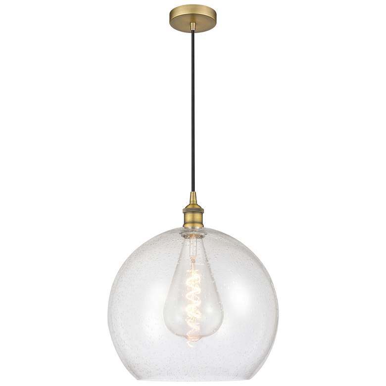 Image 1 Athens 14" Brushed Brass Pendant w/ Seedy Shade
