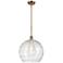 Athens 14" Brushed Brass Pendant With Clear Deco Swirl Shade