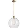 Athens 14" Brushed Brass Pendant With Clear Shade