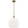 Athens 14" Brushed Brass Pendant With Matte White Shade
