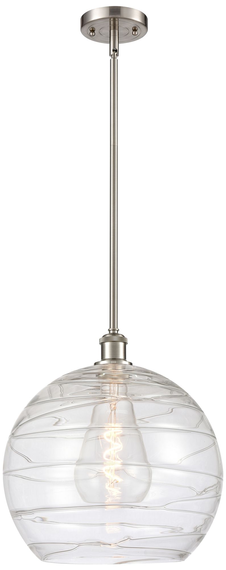 Athens 14" Brushed Nickel LED Pendant w/Clear Deco Swirl Made to Order