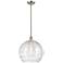 Athens 14" Brushed Satin Nickel LED Pendant With Clear Deco Swirl Shad