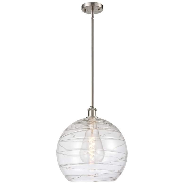 Image 1 Athens 14" Brushed Satin Nickel LED Pendant With Clear Deco Swirl Shad