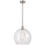 Athens 14" Brushed Satin Nickel LED Pendant With Clear Shade