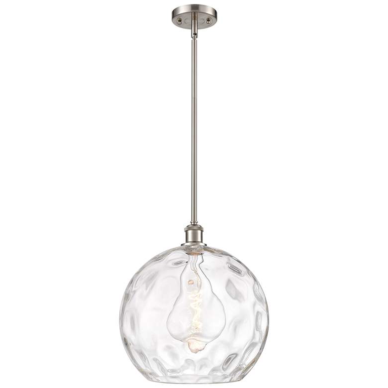 Image 1 Athens 14 inch Brushed Satin Nickel LED Pendant With Clear Water Glass Sha