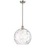 Athens 14" Brushed Satin Nickel LED Pendant With Clear Water Glass Sha