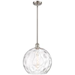 Athens 14&quot; Brushed Satin Nickel LED Pendant With Clear Water Glass Sha