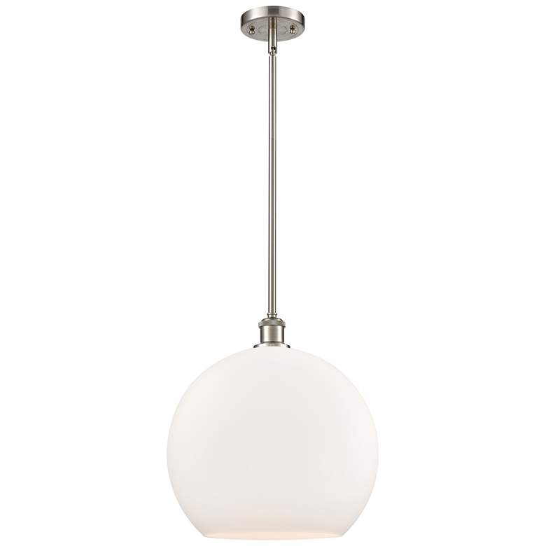 Image 1 Athens 14" Brushed Satin Nickel LED Pendant With Matte White Shade
