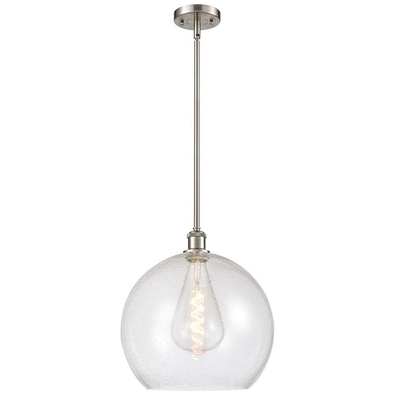 Image 1 Athens 14" Brushed Satin Nickel LED Pendant With Seedy Shade
