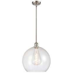Athens 14" Brushed Satin Nickel LED Pendant With Seedy Shade