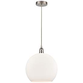 Image1 of Athens 14" Brushed Satin Nickel Pendant w/ Matte White Shade