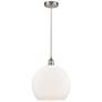 Athens 14" Brushed Satin Nickel Pendant w/ Matte White Shade