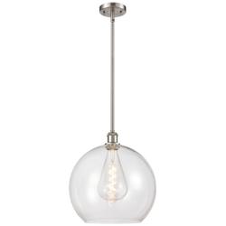 Athens 14" Brushed Satin Nickel Pendant With Clear Shade