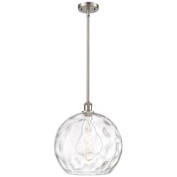 Athens 14" Brushed Satin Nickel Pendant With Clear Water Glass Shade