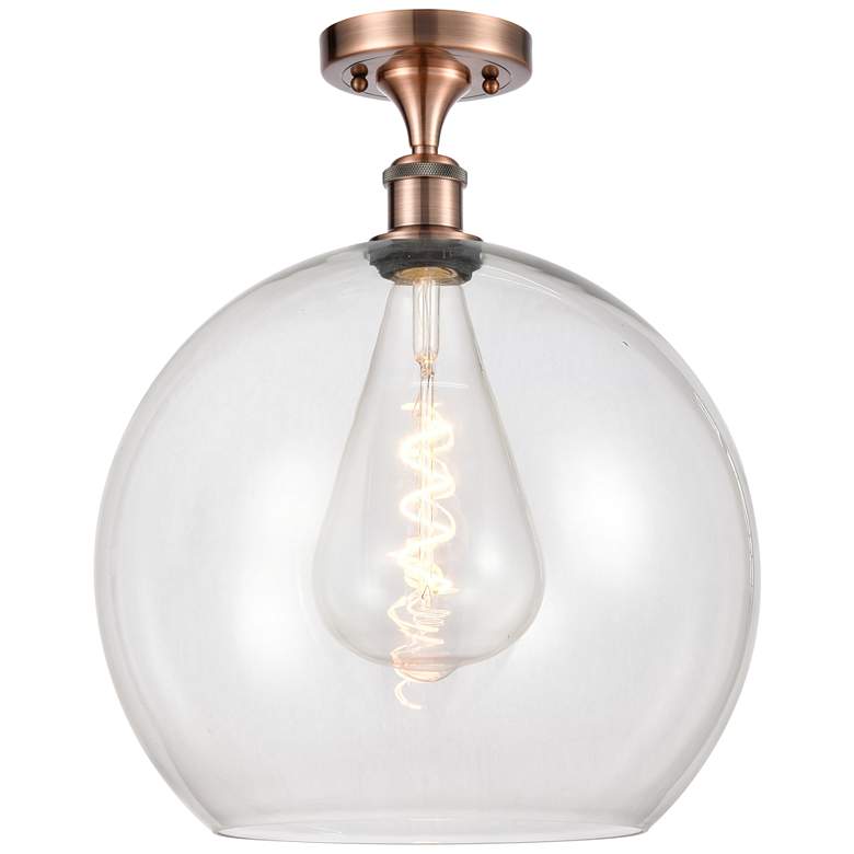 Image 1 Athens  14 inch LED Semi-Flush Mount - Antique Copper - Clear Shade