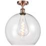 Athens  14" LED Semi-Flush Mount - Antique Copper - Clear Shade