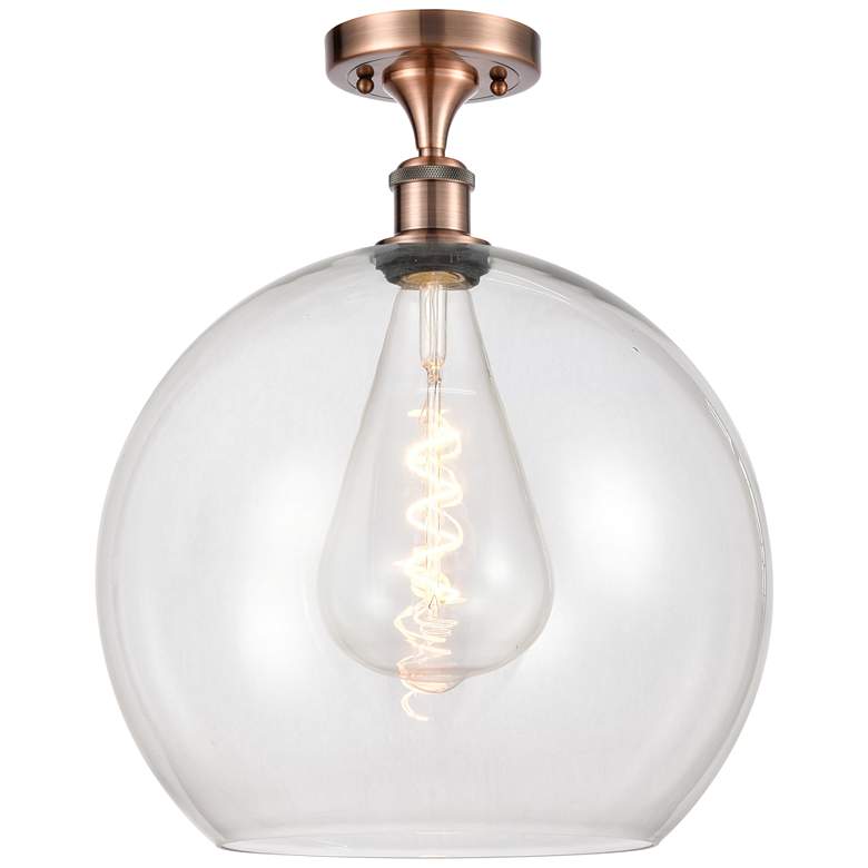 Image 1 Athens 14" LED Semi-Flush Mount - Antique Copper - Clear Shade