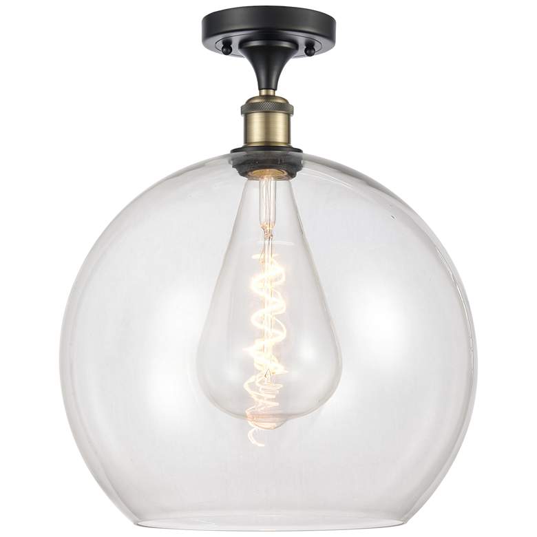 Image 1 Athens 14" LED Semi-Flush Mount - Black Antique Brass - Clear Shade