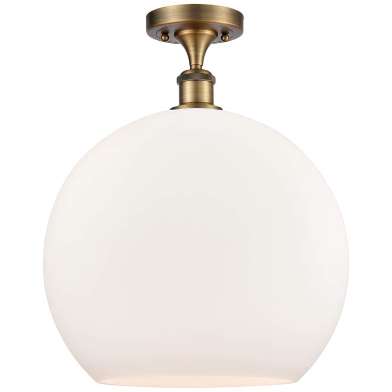 Image 1 Athens 14" LED Semi-Flush Mount - Brushed Brass - Matte White Shade